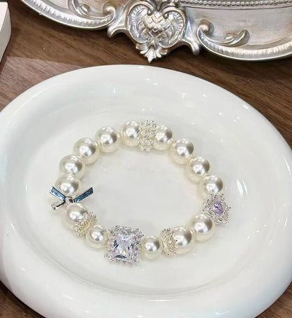 Palace-Style Pearl and purple heart-shaped Diamond Bracelet