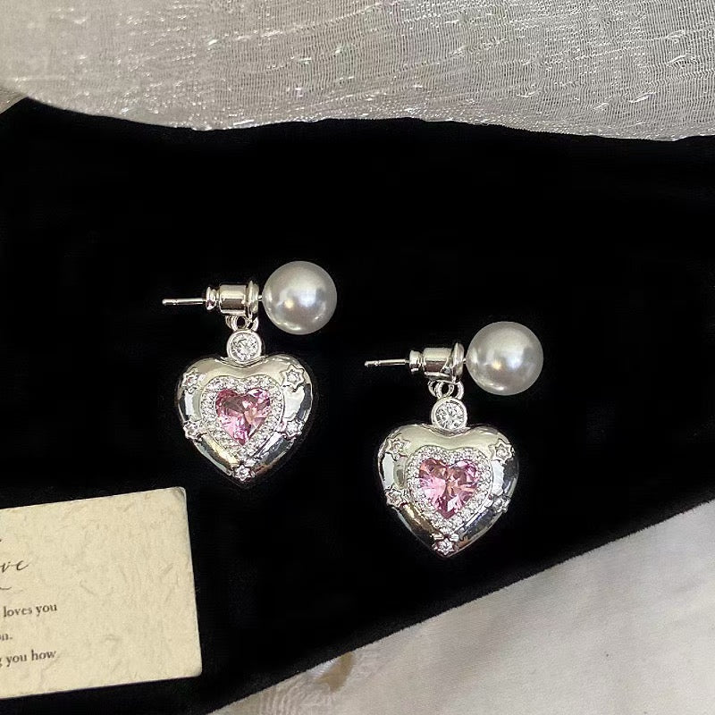 Dreamy Heart Crown Pearl Bracelet with a matching necklace & earrings set
