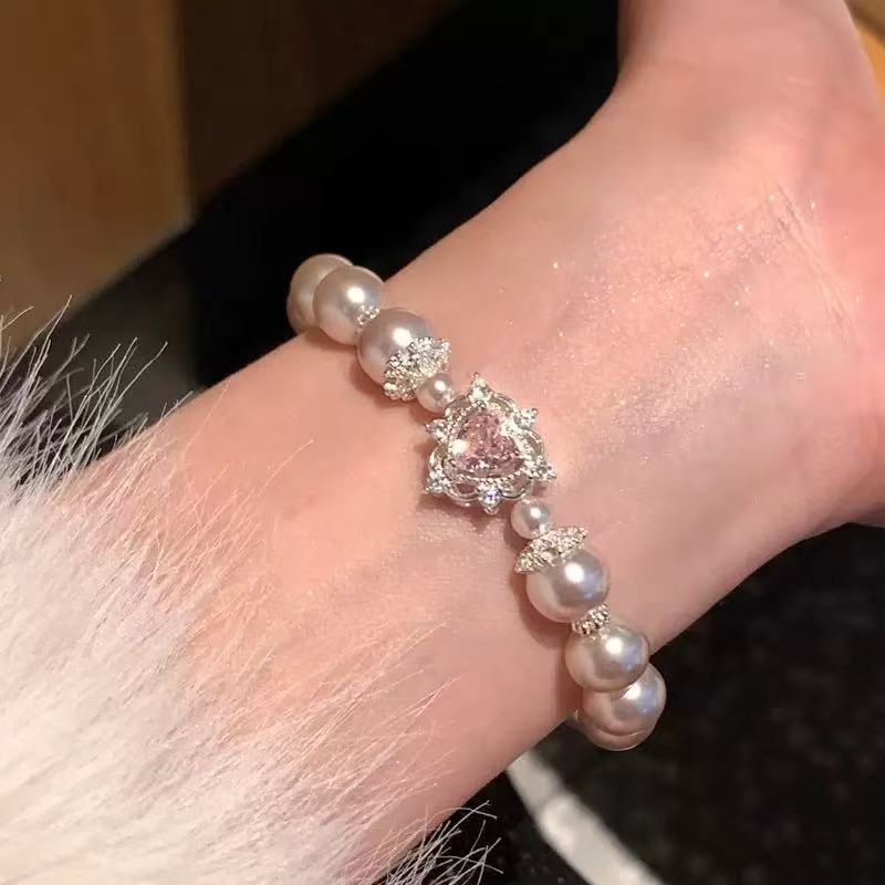 Dreamy Heart Crown Pearl Bracelet