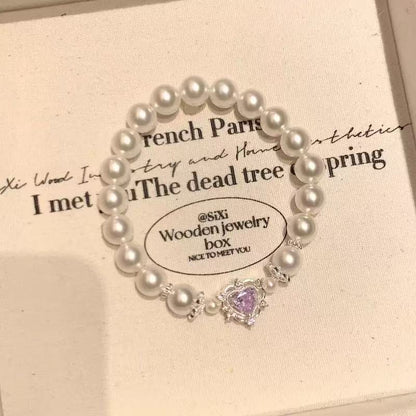 Dreamy Heart Crown Pearl Bracelet