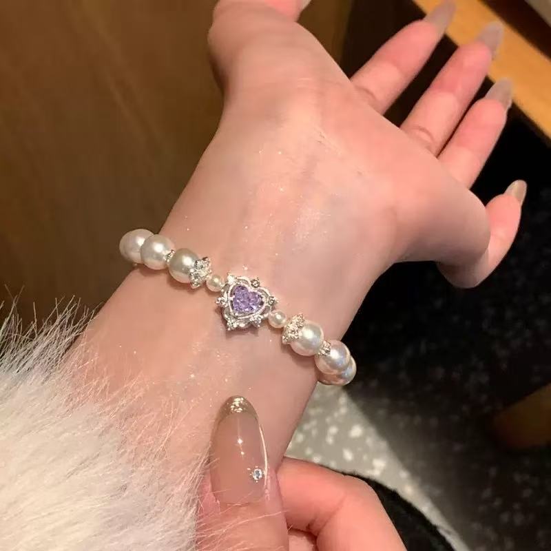 Dreamy Heart Crown Pearl Bracelet